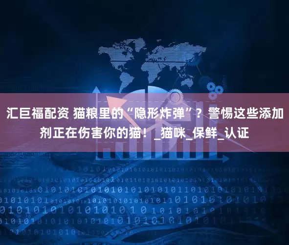 汇巨福配资 猫粮里的“隐形炸弹”？警惕这些添加剂正在伤害你的猫！_猫咪_保鲜_认证